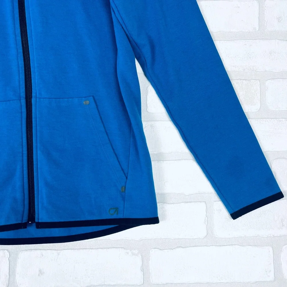 Gap Kids XL 12-13 Full Zip Hoodie Blue Athletic Hooded Sweatshirt Raglan Sleeve